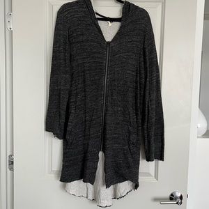 Civil Society Men’s Dark Gray Long Zip Up Street-style Cardigan | Size L